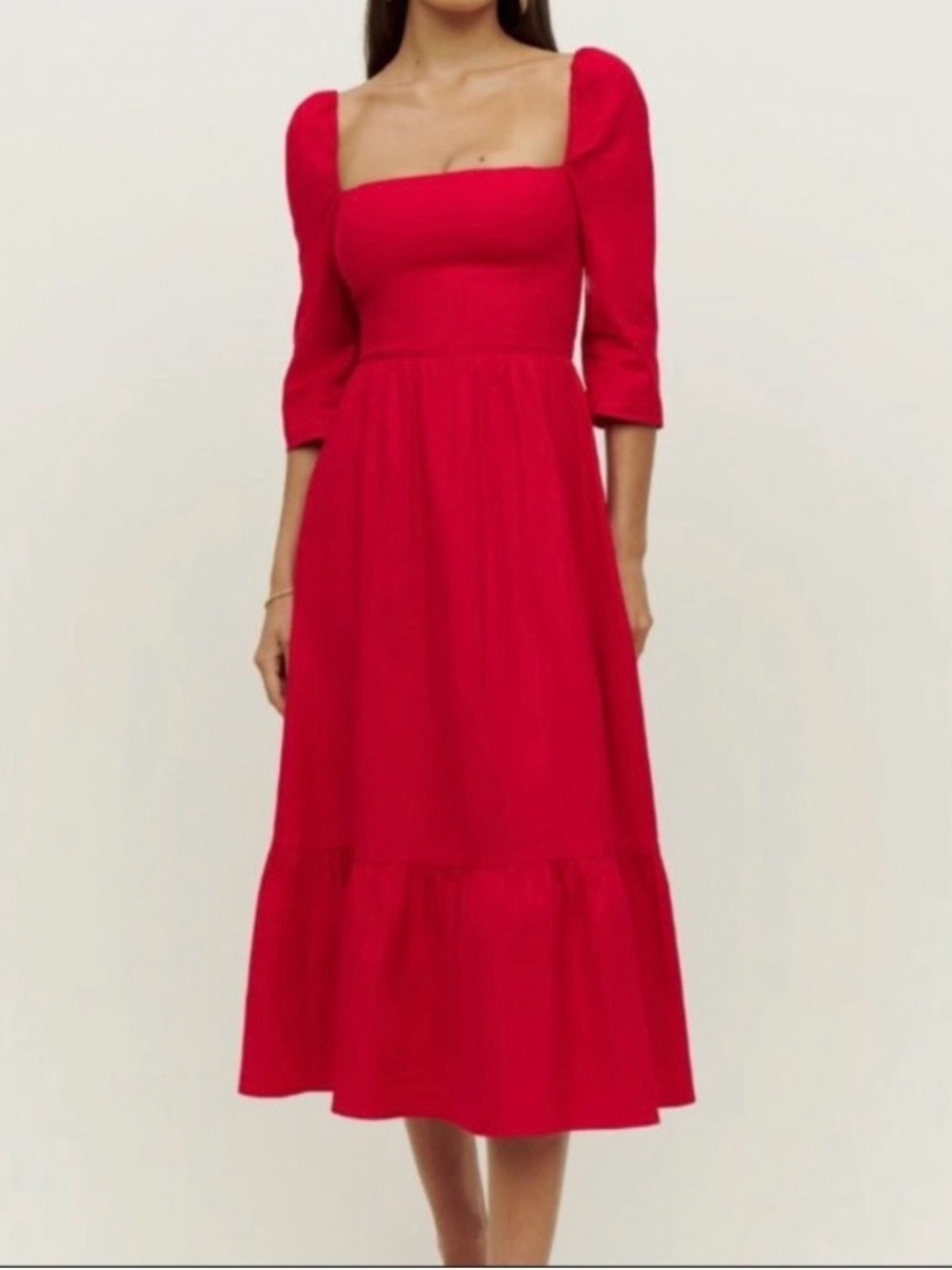 Reformation Cyprus Midi Dress in Cherry Red - Size 4 (Excellent Condition!)